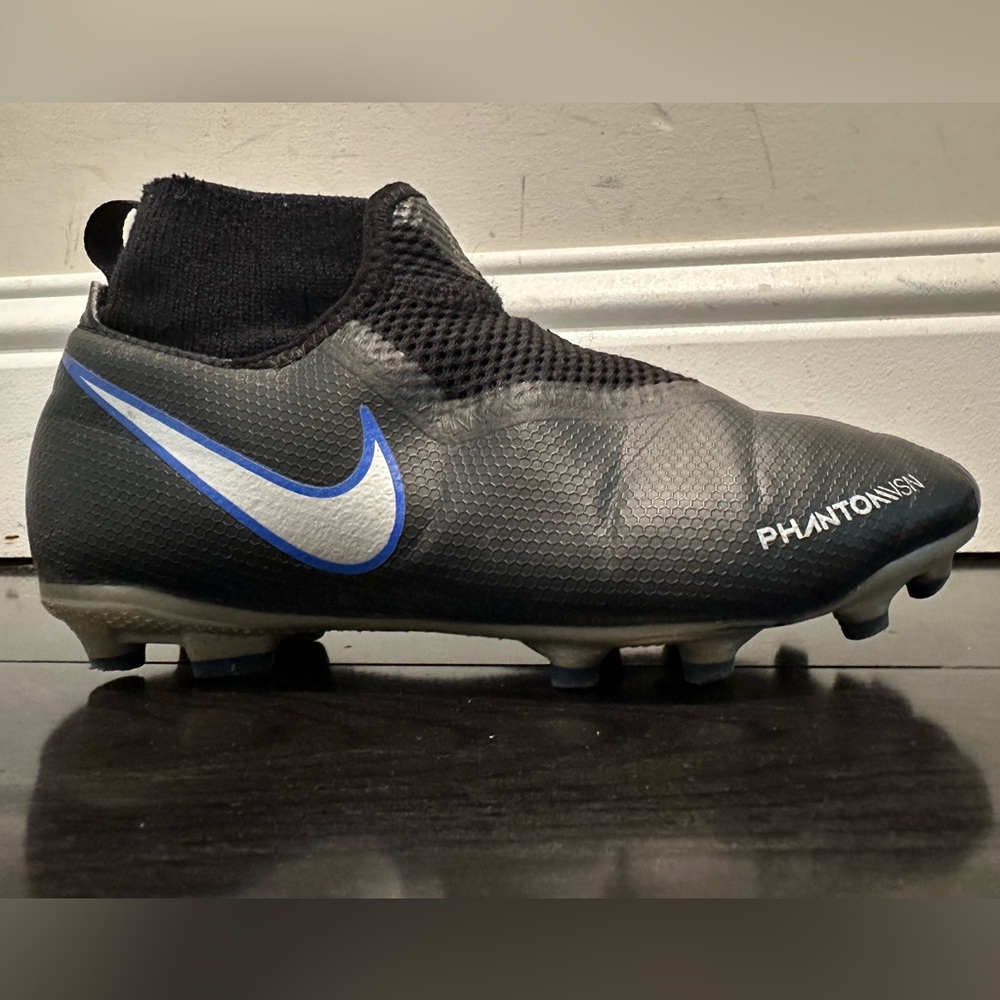 Nike Phantom Vsn Academy Df FG/MG Jr AO3287-004 Size 2.5Y Blue Black Ghost Lace